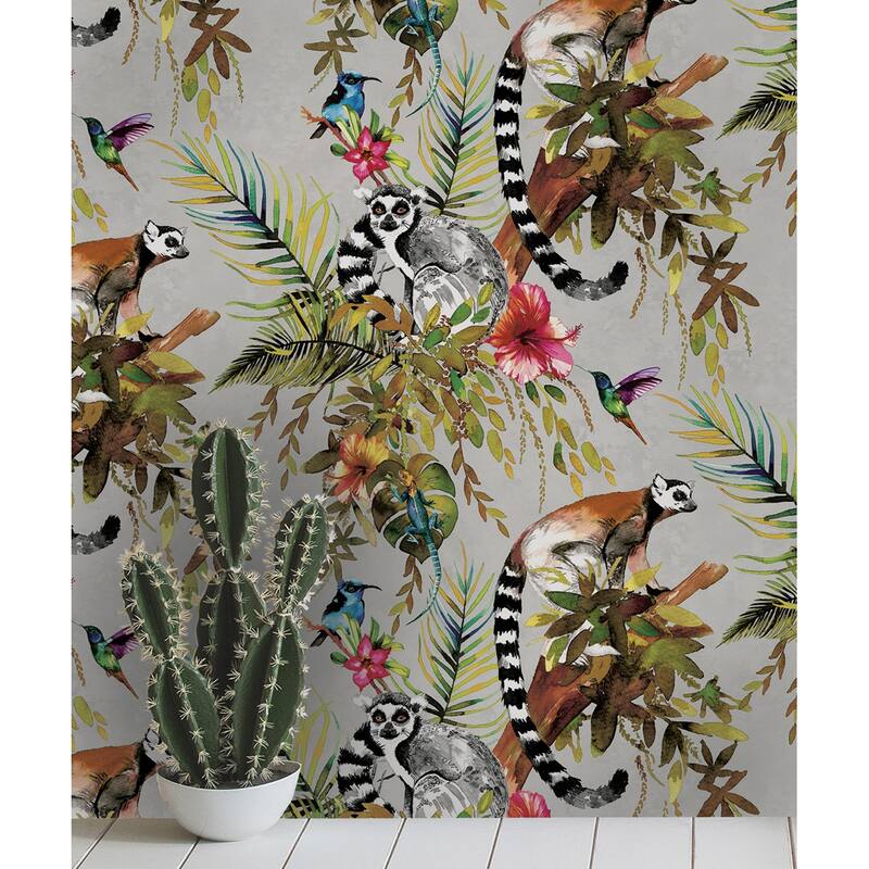 Tropical Lemur Non-Pasted Wallpaper – 396 in x 20.8 in