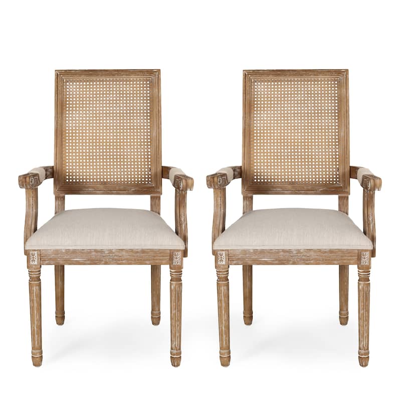 Roomfitters French Country Dining Chairs with Cane Back and Fluted Legs, Set of 2