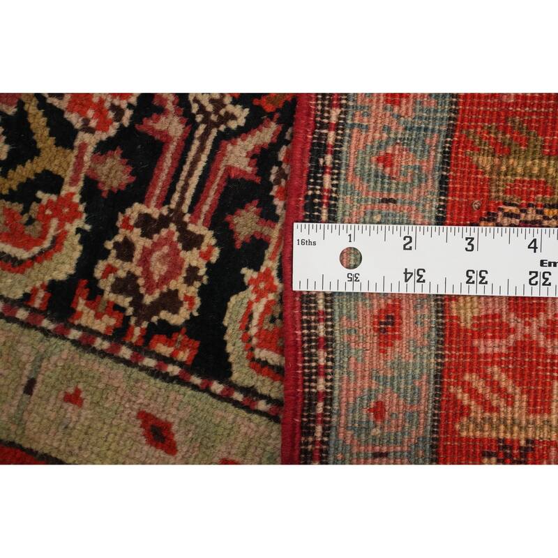 Hand Knotted Oriental 100% Wool Carpet Traditional Geometric Black Karabagh Runner Rug - 15' 11'' X 3' 6''