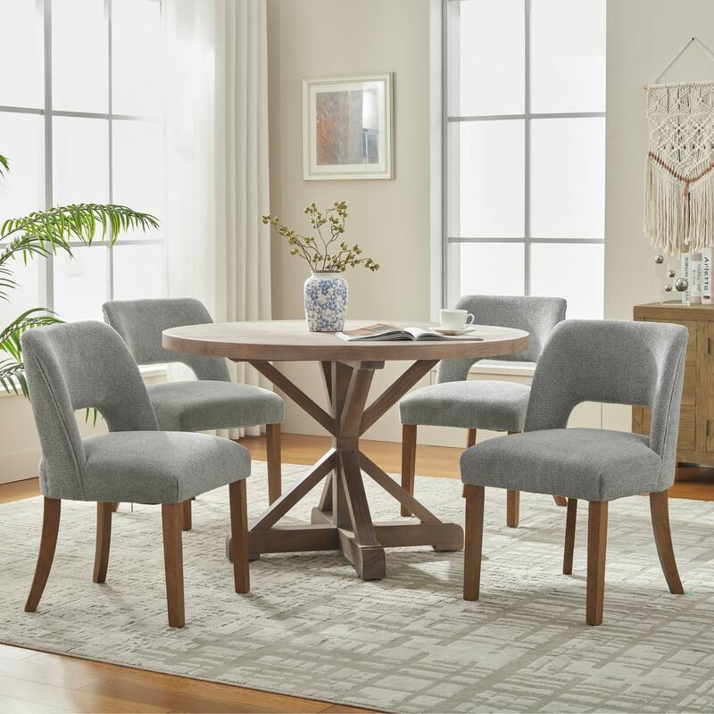 Wooden Dining Chairs Set of 2/4/6,Modern Fabric Upholstered Dining Room Chair Kitchen Chairs - Set of 4 - Grey