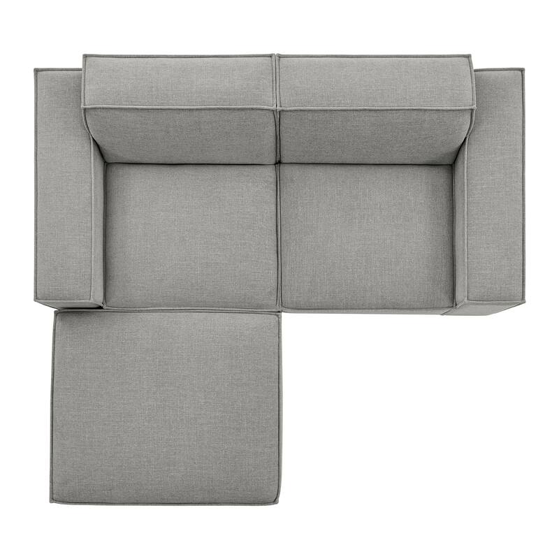 Restore 3-Piece Performance Fabric Upholstered Modular Loveseat with Ottoman