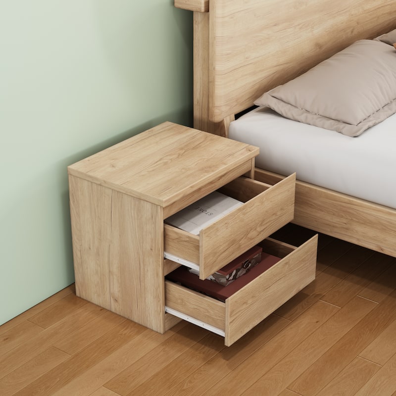 19.7"Nightstand with 2 Drawers, Beside Table with Drawers Handle Free Design,Thickened Top Plate, for Bedroom,Living Room