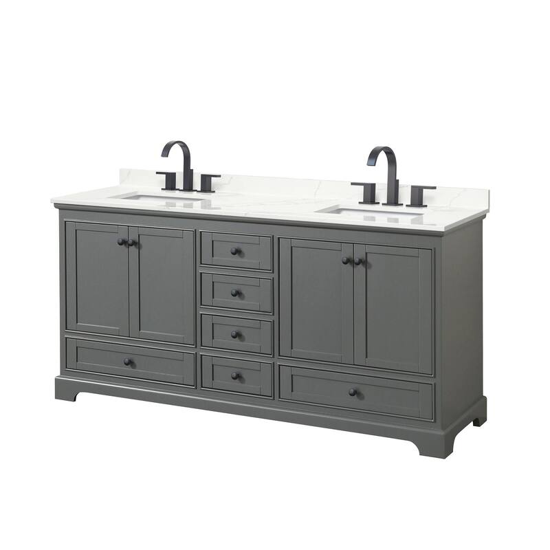 Wyndham Collection WCS202072D-QTZ-US3MXX Deborah 72" Free Standing - Dark Gray / Giotto Quartz Top / Matte Black