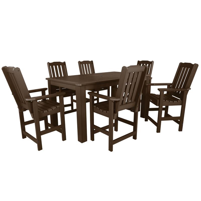 Lehigh 7-Piece Outdoor Dining Set - 42" x 72" Table, Counter-height - Weathered Acorn