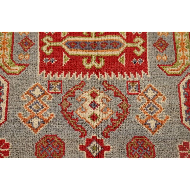Geometric Kazak Accent Rug Handmade Wool Carpet - 3'4" x 5'0"