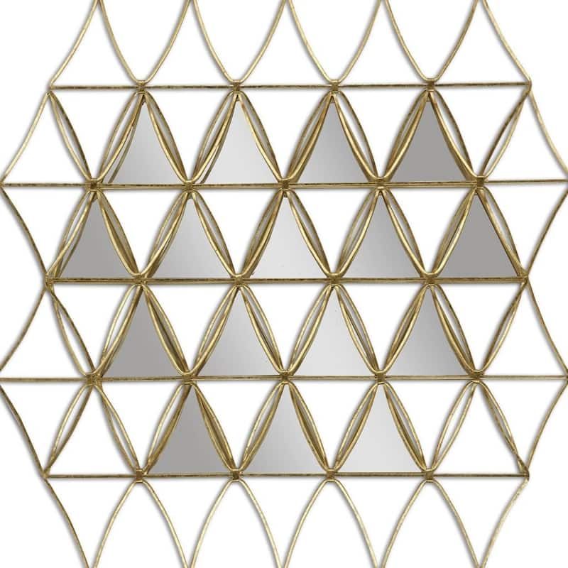 HomeRoots 36" Gold Metal Accent Mirror - 35.00 in. x 36.00 in. x 3.00 in.