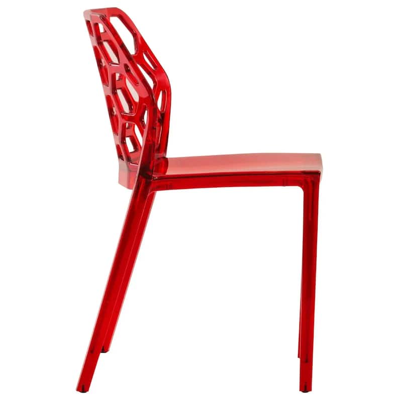 Dynamic Modern Transparent Honeycomb Cut Out Lucite Stackable Dining Chair for Home Dining Rooms Patio Commercial Event Seating