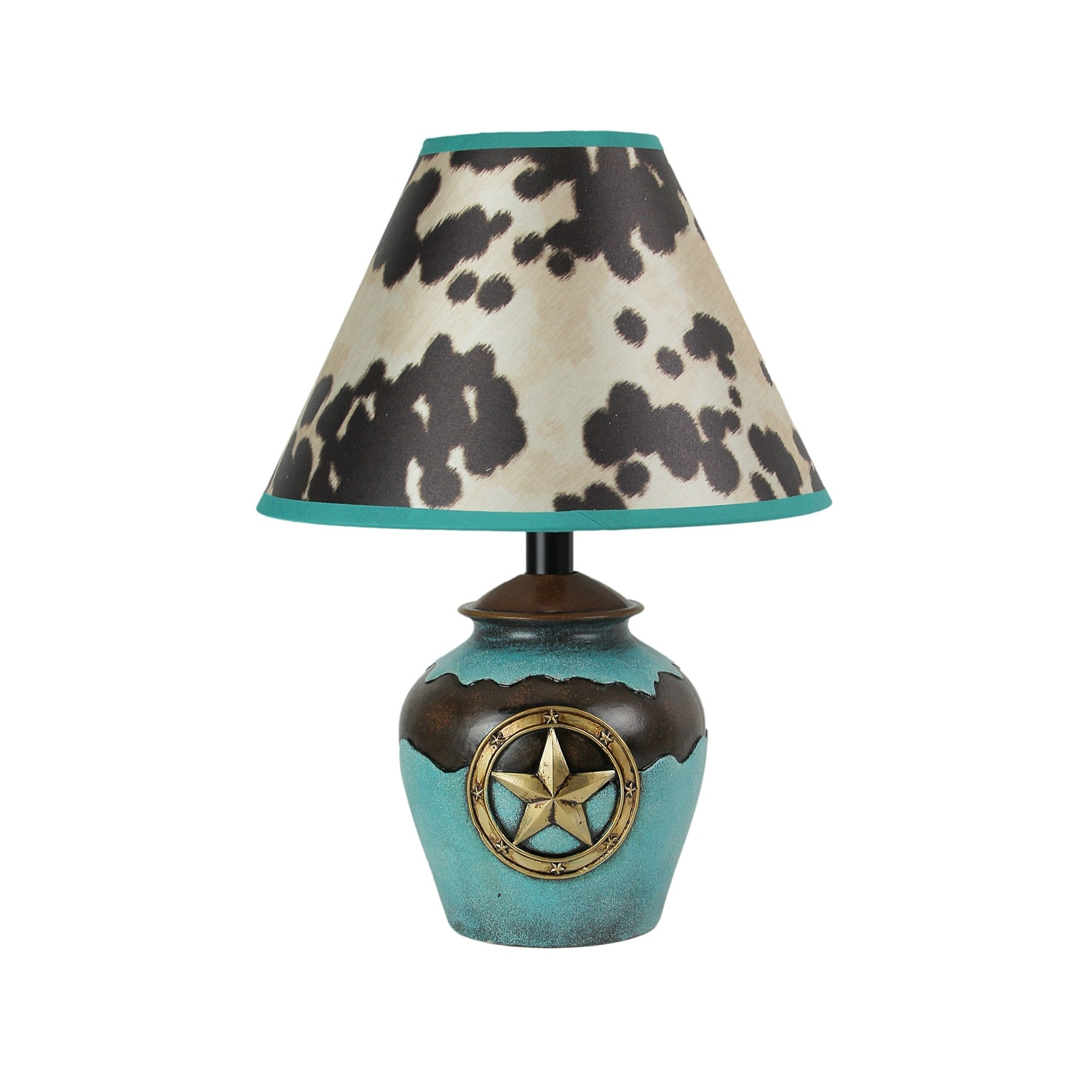 Western Star Design Urn Style Table Lamp With Cow Print Fabric Shade 14 X 10.25 X 10.25 inches Bed Bath Beyond 37472931