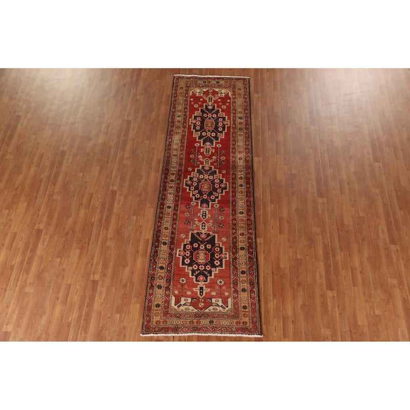 Vegetable Dye Meshkin Persian Runner Rug Hand-knotted Wool Carpet - 3'4"x 10'7"