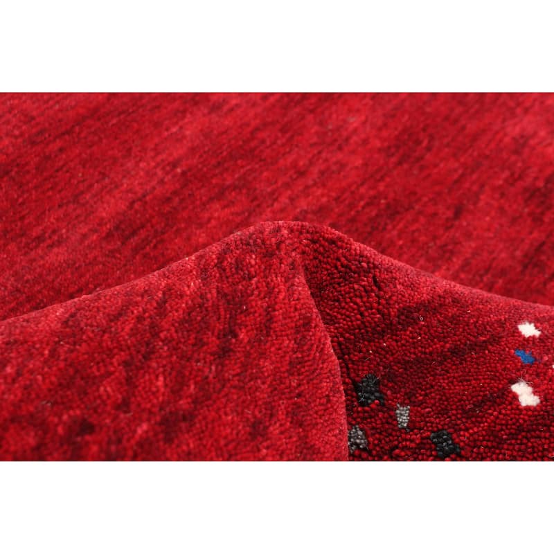 ECARPETGALLERY Hand Loomed Kashkuli Gabbeh Red Wool Rug - 4'1 x 5'9