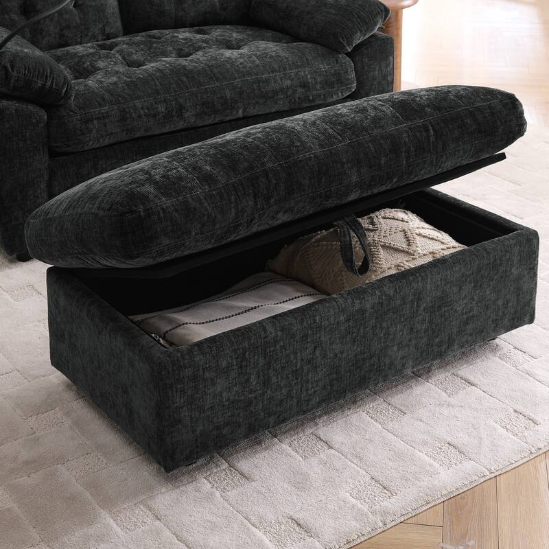 Double Recliner Chair with Adjustable Backrest, Storage Ottoman, USB Port & Phone Stand