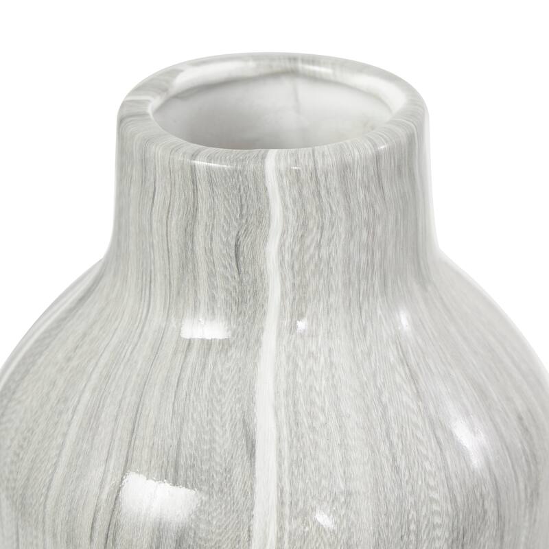 White, Gray, Cream or Black Ceramic Marble Inspired Vase with Varying Shapes (Set of 3)