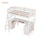 preview thumbnail 28 of 26, Wooden Twin Size Loft Bed Frame with U-shaped Desk, Drawers, Cabinet, Storage Shelves, Ladder and Guardrails for Kids, Teens
