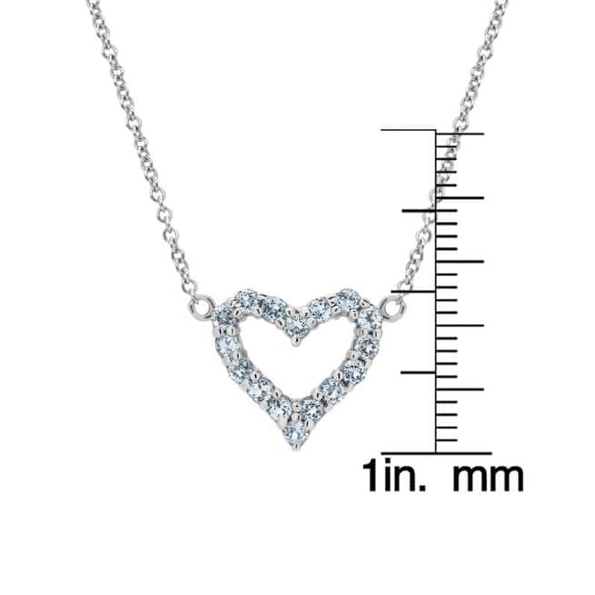 Victoria Townsend .925 Sterling Silver Lab Aqua Topaz Open Heart Necklace