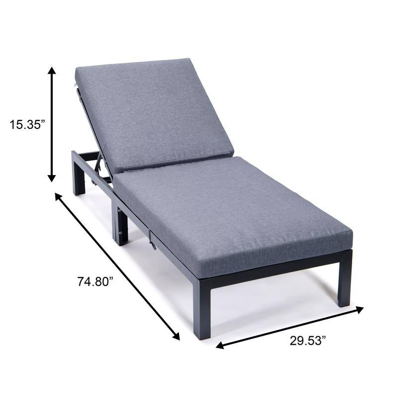 Chelsea Heavy-Duty Aluminum Outdoor Chaise Lounge with Machine-Washable Fade-Resistant Cushions, Lay-Flat Design