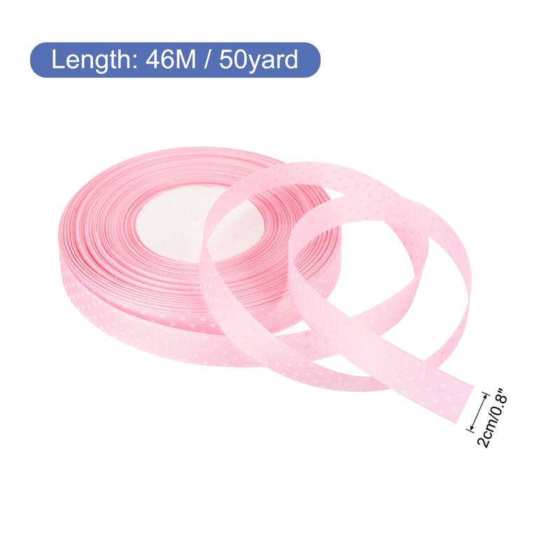 Grosgrain Ribbons with Dots Ribbon Bow Decoration - Pink - 50 Yards 3/4 Inch