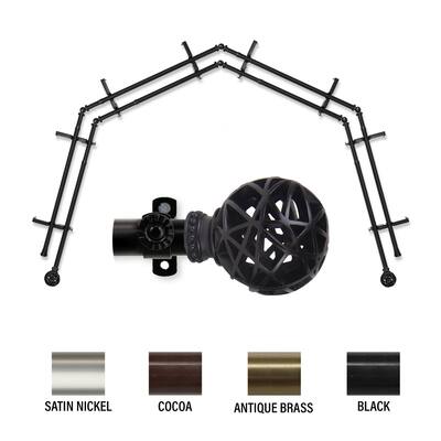 InStyleDesign Emerson 13/16" 4-Sided Double Bay Window Curtain Rod