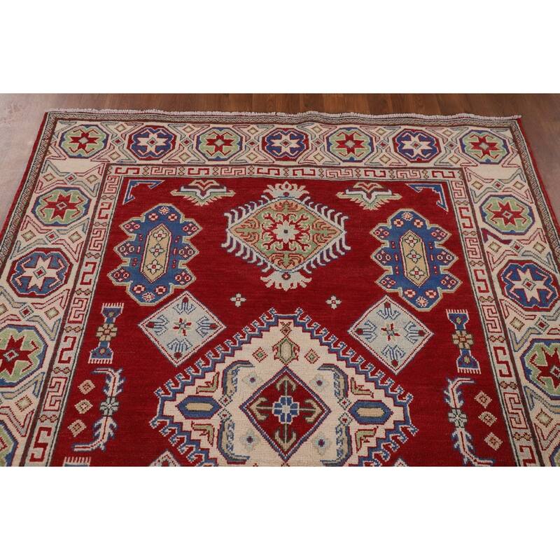 Oriental Red Kazak Rug Handmade Wool Carpet - 5'2" x 6'9"