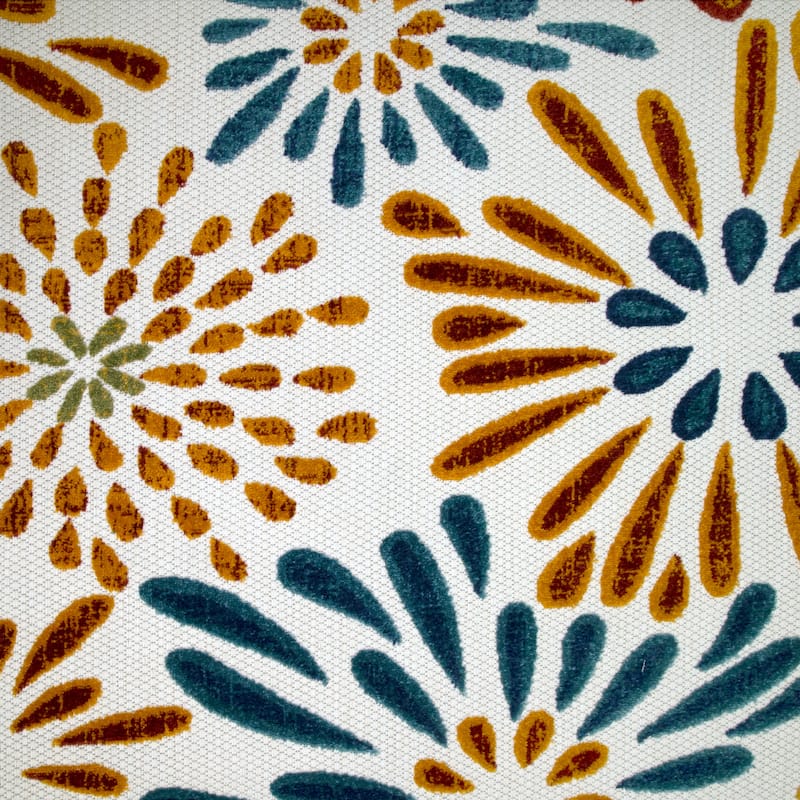 Leick Home Beam Flower Indoor Outdoor Area Rug Rectangle 5'X8' With Non-Slip Rug Pad - 5' x 8'