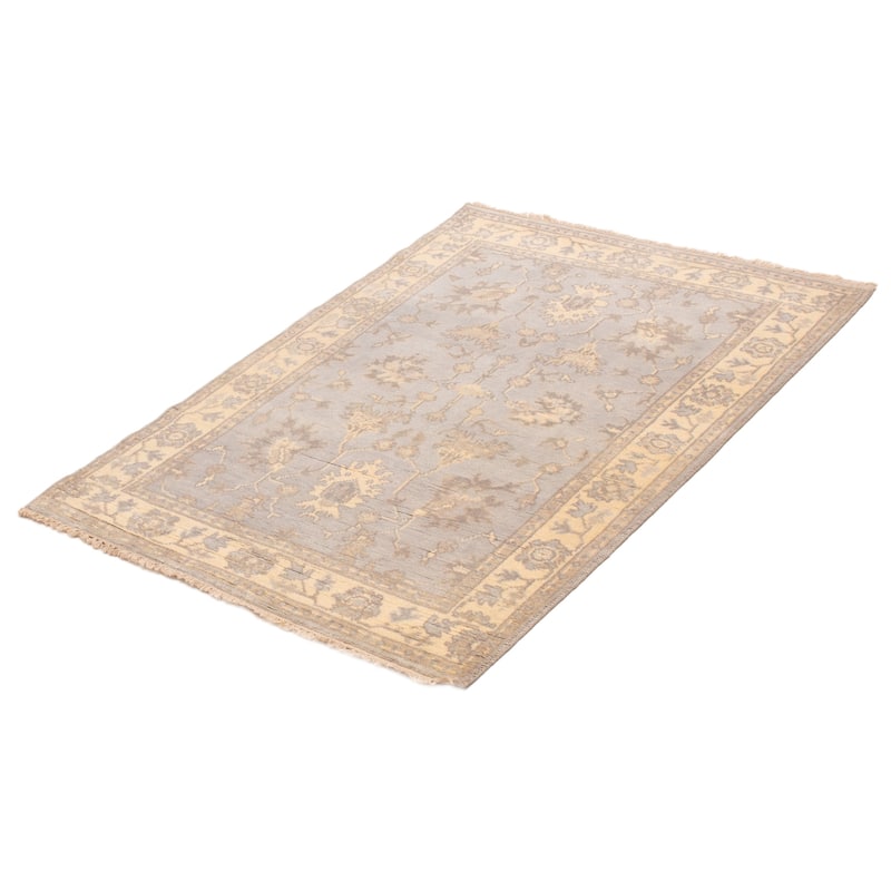 ECARPETGALLERY Hand-knotted Royal Oushak Light Grey Wool Rug - 4'1 x 5'10