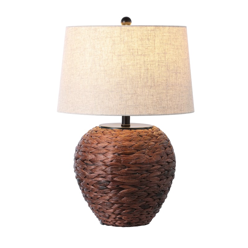 Elicia 24.5" Banana Leaf Basket LED Table Lamp, by JONATHAN Y - Dark Brown