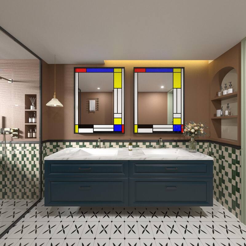 Window Pane Wall Decor Bathroom Vanity Mirror Mounted