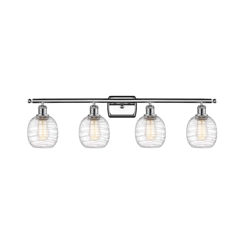 Innovations Lighting Belfast - 4 Light 36" Bath Vanity Light - Deco Swirl/Polished Chrome Finish