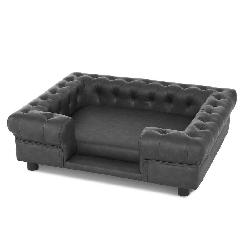 MCombo Pet Sofa Bed with Small Stairs, Faux Leather 6321 - 38.2" x 30.3"