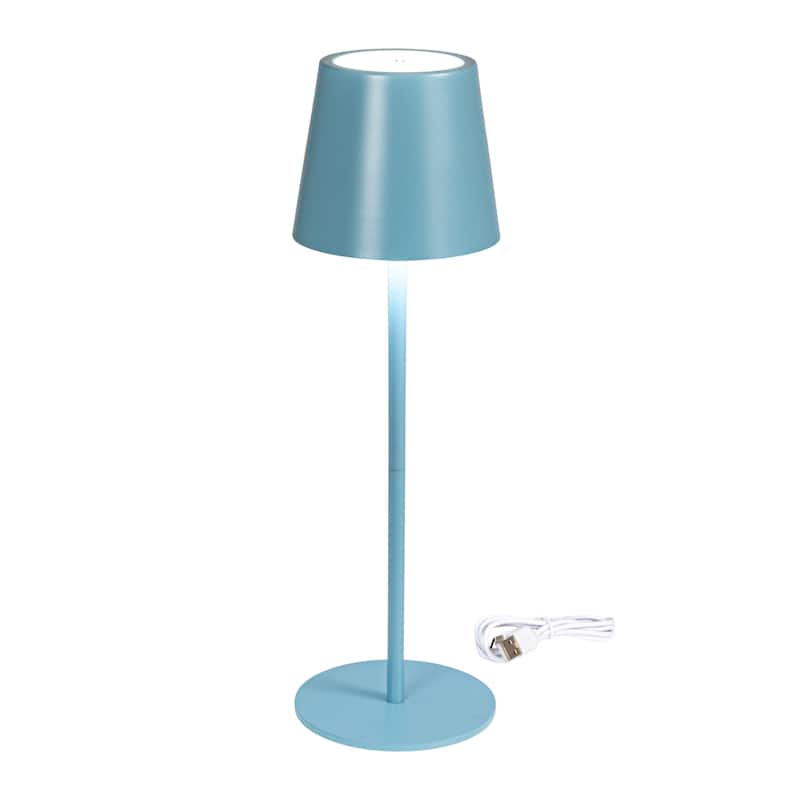 Metal LED Rechargeable Table Lamp with Touch Sensor, Blue - 4.3"L x 4.3"W x 14.5"H