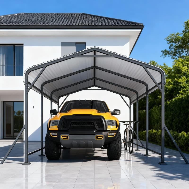EROMMY Heavy Duty Metal Carport with Extra Support Poles, UV & Waterproof Car Canopy for Outdoor Vehicle Shelter