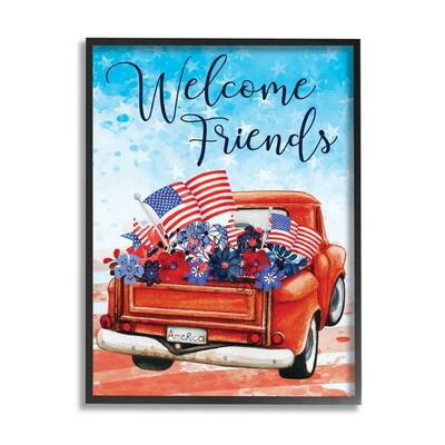 Stupell Industries Welcome Friends Americana Pickup Truck Framed Giclee Art by ND Art