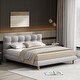 preview thumbnail 1 of 10, Platform Bed Frame, Chenille Low-Profile Grounded Bed with Cookie Shaped Headboard, Upholstered Wingback Bed wRound Wood Legs Grey