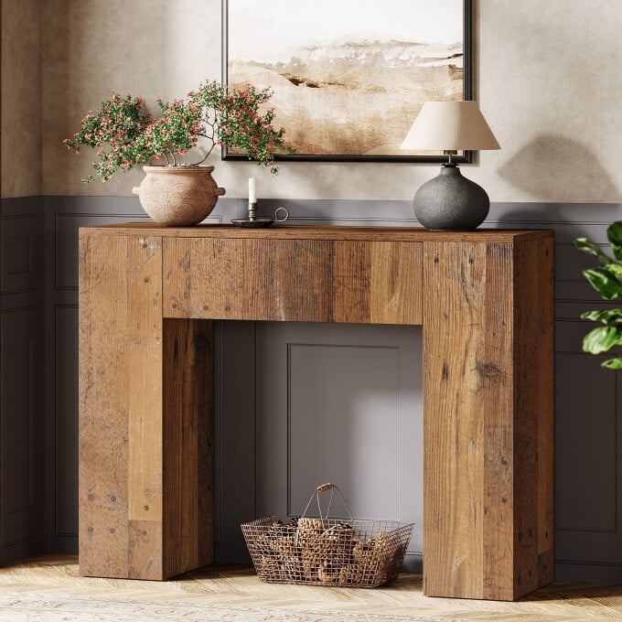 Farmhouse Narrow Console Table With Drawer for Living Room Entryway - 11.81" D x 39.37" W x 32.28" H
