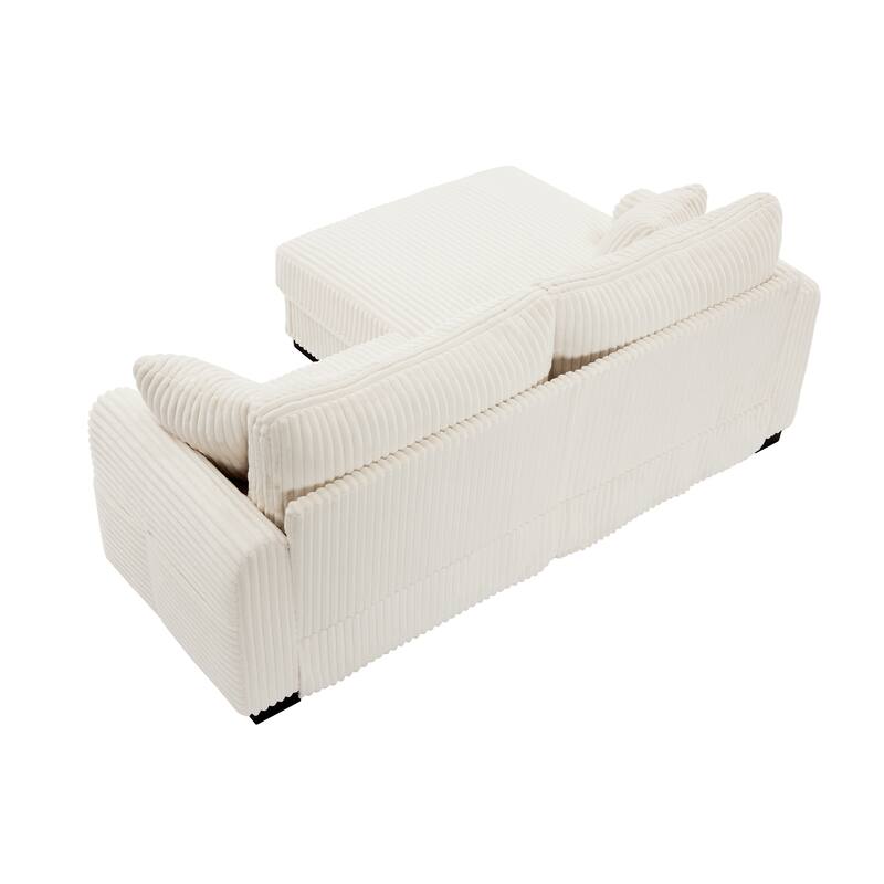 2-Seater L-Shaped Chaise Sofa with Reversible Cushion , USB-C Charging Port, Storage Pocket, Convertible Left/Right Design