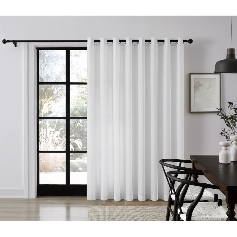 Sheer Barrier Embossed Privacy Liner Grommet Patio Door Panel - 100x84 - White