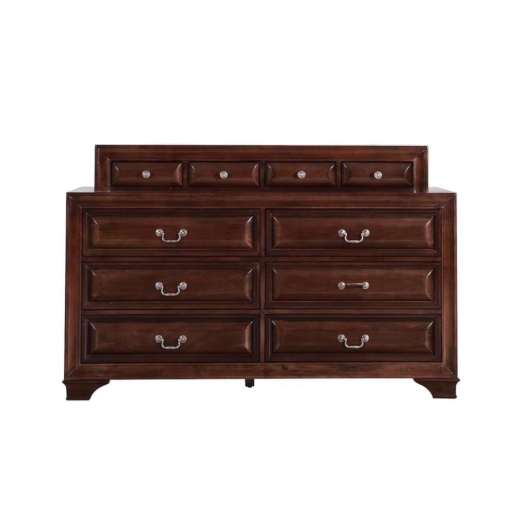10-Drawer Cappuccino Dresser with Rich Finish, Wide Storage Drawers, and Smooth Glide Hardware for Bedroom Needs