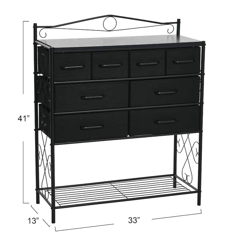Household Essentials Victoria Dresser Table Storage Organizer with 8 Drawers and Shoe Shelf