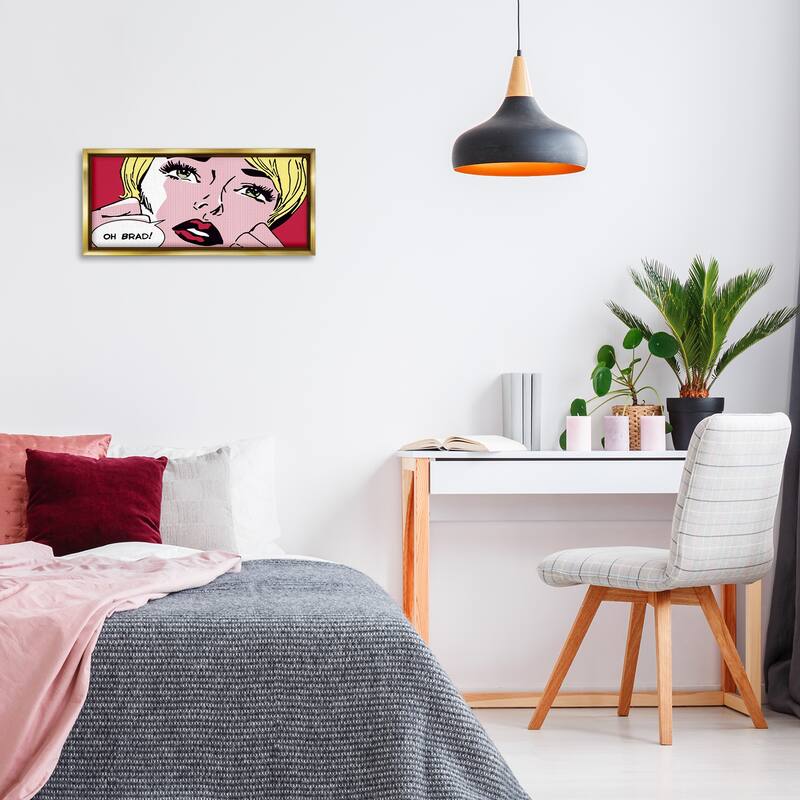 Stupell Iconic Pop Comic Woman Framed Floater Canvas Wall Art Design By Sheila B.