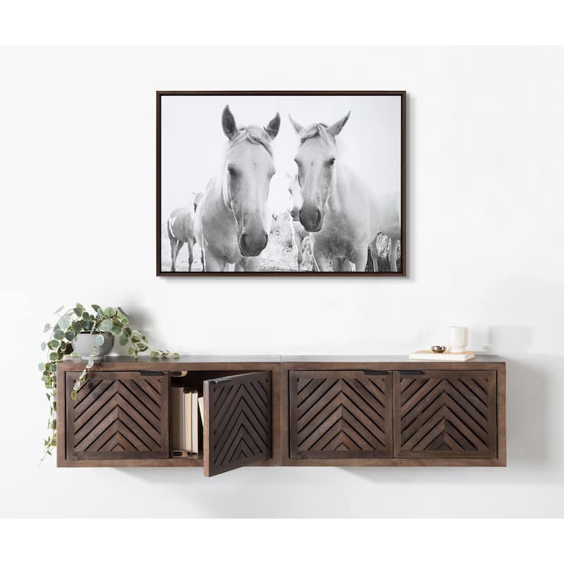 Kate and Laurel Sylvie Camargue Horse Framed Canvas by Laura Evans