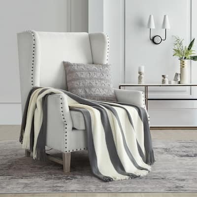 NY&C Home Lasko 1 Piece Faux Cashmere With Tassels Throw Blanket