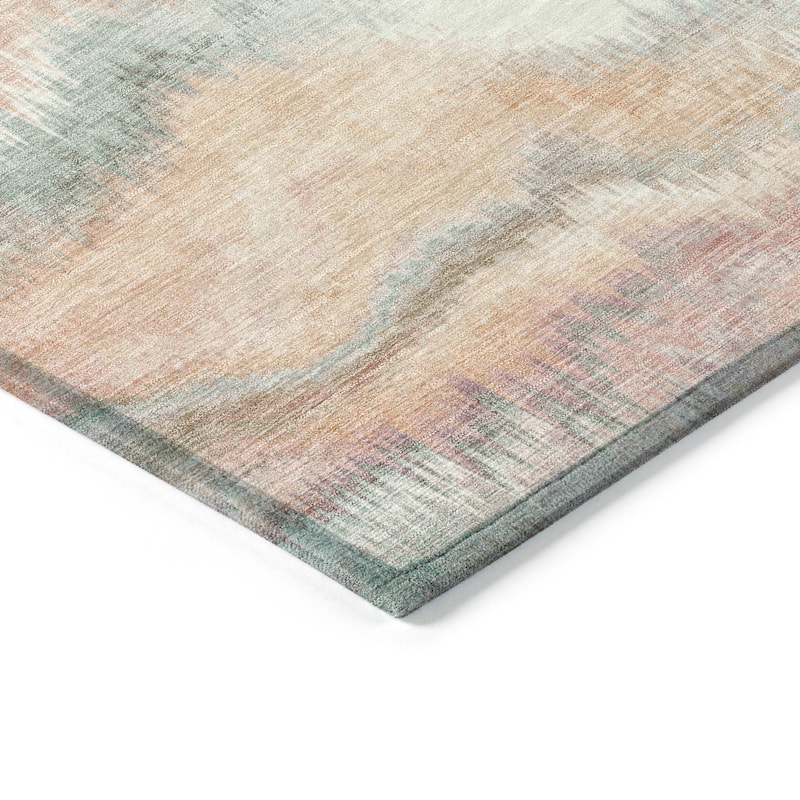 Machine Washable Indoor/ Outdoor Abstract Watercolor Chantille Rug