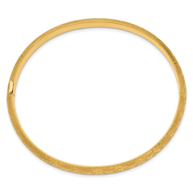Curata 14k Yellow Gold 6.5mm Sparkle Cut Fancy Hinged Cuff Stackable Bangle Bracelet