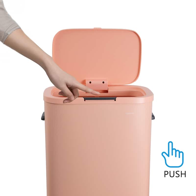 happimess Tammi Kitchen 14.5-Gallon Slim Metal Push Button Trash Can