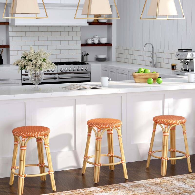 Tobias 24" Rattan Round Counter Stool