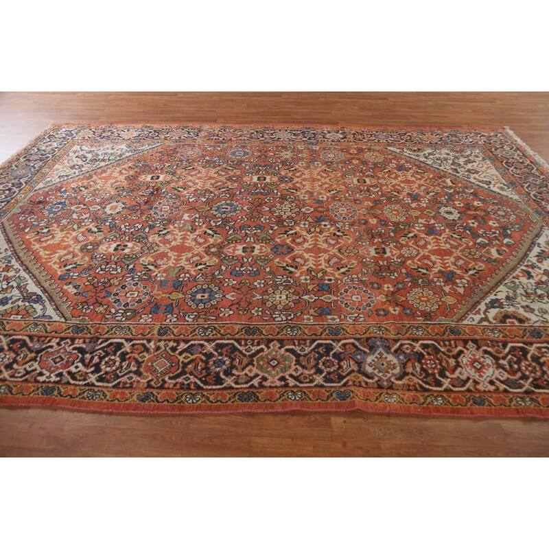 Pre-1900 Antique Mahal Persian Area Rug Hand-Knotted Wool Carpet - 8'4"x 12'0"