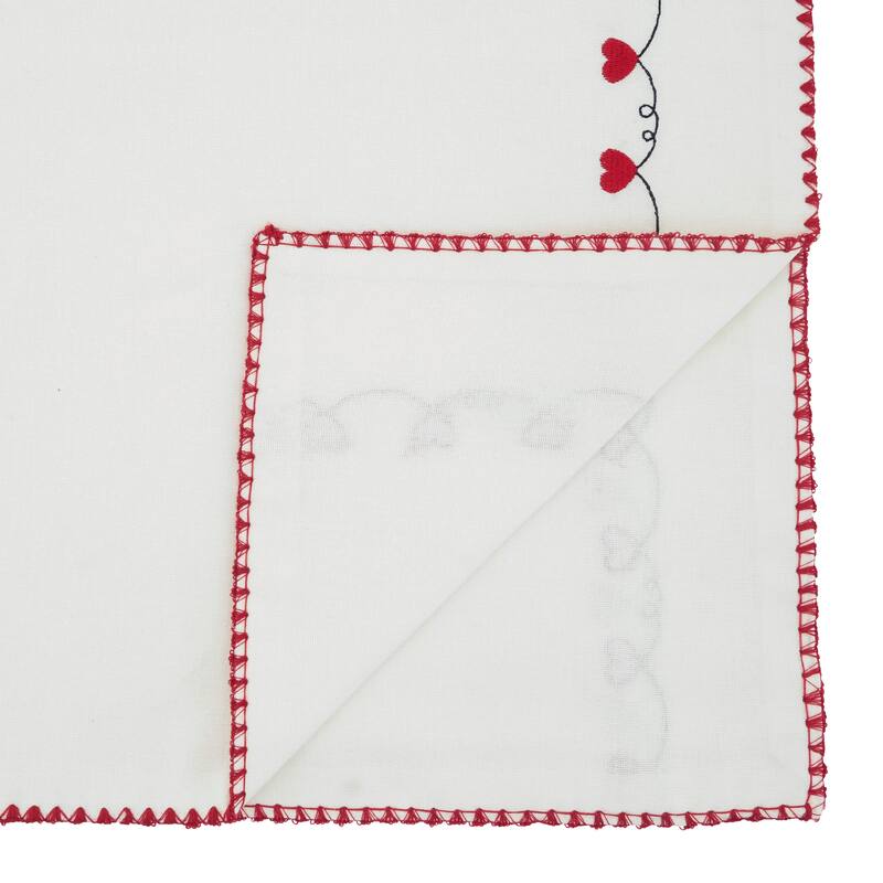 Classic Printed Heart Border Table Runner - Non-Reversible Cotton Dining Table Runner, 16"x72"