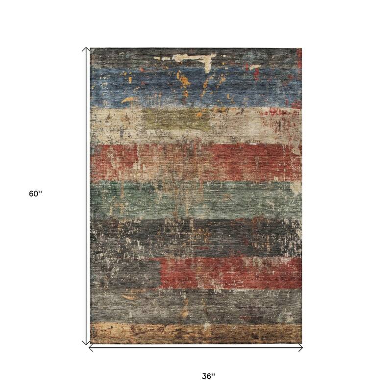HomeRoots Striped Transitional Rectangle Outdoor Rug