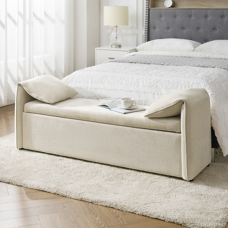 Aurelia Modern 61" Wide Storage Bench with Pillows by HULALA HOME