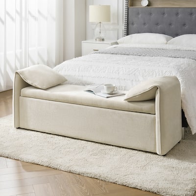 Aurelia Modern 61" Wide Storage Bench with Pillows by HULALA HOME