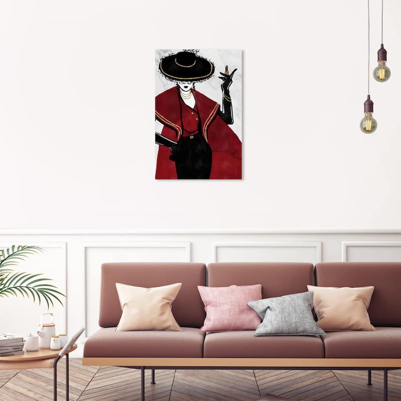 Wynwood Studio Canvas Fashion and Glam Cranberry Woman Red and Dark Red Glam Wall Art Canvas Print - 30 x 20